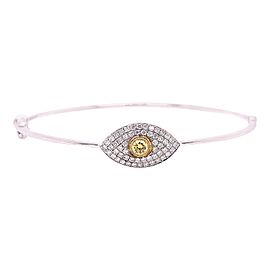 0.61 Carat Natural Fancy Yellow Diamond and White Diamond Bangle