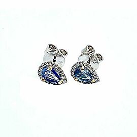 Diamond Sapphire Earrings 18k Gold Stud .60 CTW Certified $2,295 921738