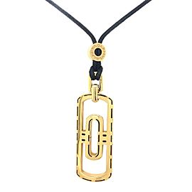 Bvlgari 18 Karat Yellow Gold Pendant with Original Black Cord Necklace