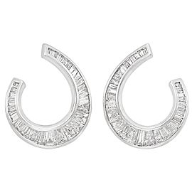 Pair of White Gold and Diamond Earrings 18 Kt, 66 Baguette Diamonds Ap. 2.25 Ct