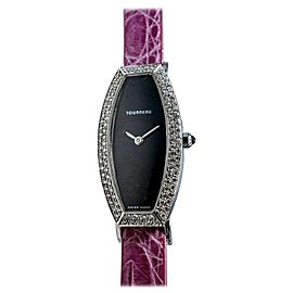 Tourneru 18 Karat White Gold Diamond and Mother of Pearl Watch with Gator Strap