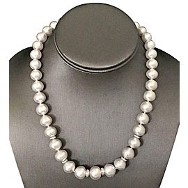 Diamond South Sea Pearl Necklace 14k Gold 13 mm 18.2" Certified $15,450 817025