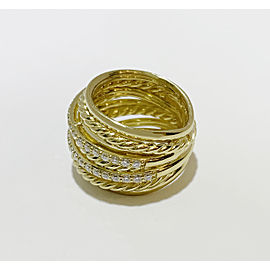 David Yurman Crossover Wide Ring in 18K Yellow Gold with Diamonds