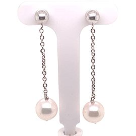 Akoya Pearl Earrings 14 KT White Gold 8.36 mm Certified $990