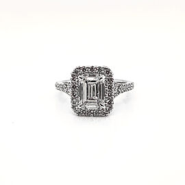 4 Carat Emerald Cut Lab Grown Diamond Engagement Halo Ring IGI Certified