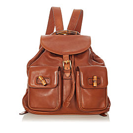 Bamboo Drawstring Leather Backpack