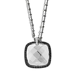 Alor 18K White Gold double CHAIN w. White Gold FACET CENTer Necklace