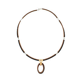 Alor 18K yellow gold /Stainless steel & Bronze-Black PVD Cable with champange diamonds .09cts Necklace