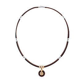 Alor 18K yellow gold /Stainless steel & Bronze-Black PVD Cable With champange diamonds .09 cts Necklace