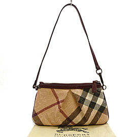 Burberry PVC,Leather Check Emboss Hand Bag