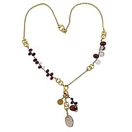 Gucci Gold Garnet Smokey Quartz Pendant Necklace