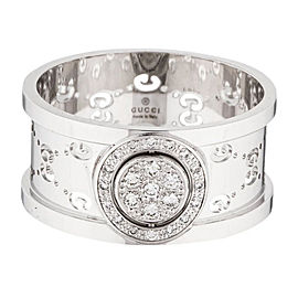 Gucci Icon Twirl Italy 18k White Gold Diamond Band Ring $2,450