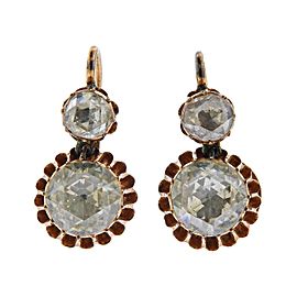 Antique Rose Cut Diamond Gold Earrings