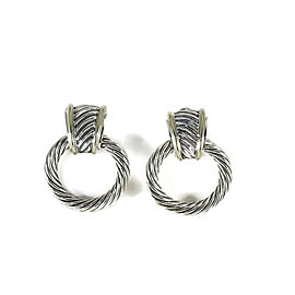 David Yurman Sterling Silver & 14K Yellow Gold Thoroughbred Cable Doorknocker Earrings