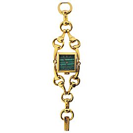 Gucci Horsebit Malachite Dial Gold Watch Bracelet