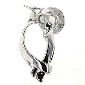 MIKIMOTO 925 Silver Owl Pearl Brooch LXGBKT-719