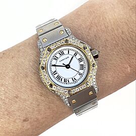 CARTIER SANTOS OCTAGON Automatic 2 Tone ~0.5TCW DIAMOND Watch