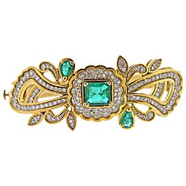 Diamond Emerald Gold Bangle Bracelet