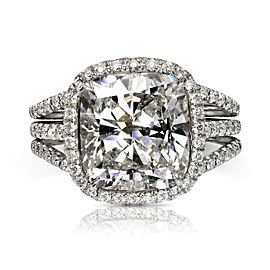 7 CARAT CUSHION CUT F COLOR VS2 CLARITY DIAMOND ENGAGEMENT RING 18K WHITE GOLD CERTIFIED 5 CT F VS2 BY MIKE NEKTA