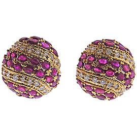 Ruby Diamond Gold Bombe Large Earrings