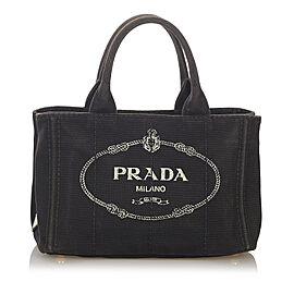 Prada Canapa Logo Canvas Satchel