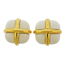 Seaman Schepps White Stone Gold Earrings