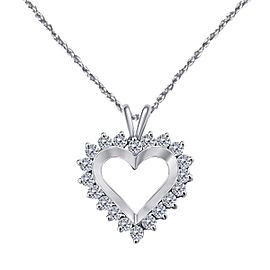 Heart Pendant Diamond Necklace 14k White Rose Yellow Gold In 1 Carat Conflict Free Round Diamond (I-J, I2-I3) Open Heart Pendant Diamond Necklace For Women Jewelry With 18'' Free Box Chain Anniversary Engagement Wedding Birthday Collection