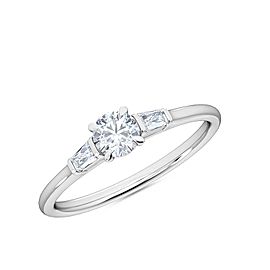 0.30 Ct Round and Baguette Cut Petite Lab Grown Diamond Ring in 14K White Gold (E-F, VS1-VS2, 0.30 cttw) by MadeForUs