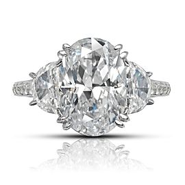 EMMA 5 CARAT OVAL CUT E COLOR VVS1 CLARITY DIAMOND ENGAGEMENT RING PLATINUM GIA CERTIFIED 4CT E VVS1 BY MIKE NEKTA