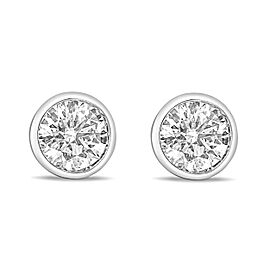 True 14K White Gold 1.0 Cttw Lab-Grown Diamond Screw-Back Classic Bezel Solitaire Stud Earrings (G-H Color, VS2-SI1 Clarity)