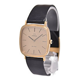 OMEGA gold Plated/Leather de vill square gold Dial Watch HK-2267