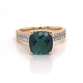 Green Tourmaline Diamond Ring 14 kt 2.80 tcw Certified $3,350 013309