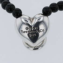 TIFFANY & Co 925 Silver onyx heart Necklace LXGBKT-1148