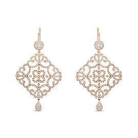 18K Rose Gold 3 1/4 Cttw Round Diamond Openwork Filigree Dangle Earring (H-I Color, SI1-SI2 Clarity)