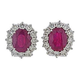 3.80 Carat Ruby Diamond Gold Earrings