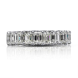 7 CARAT EMERALD CUT DIAMOND ETERNITY BAND IN 14K WHITE GOLD MICRO PAVE PRONG 30 POINTER BY MIKE NEKTA