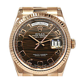 Rolex President Day-Date 118235 G Serial 18K Rose Gold Chocolate Wave Dial Complete Set