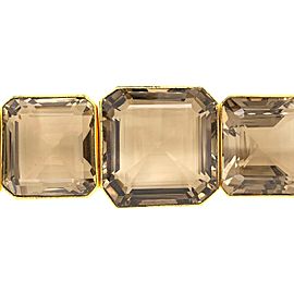 Tony Duquette Spectacular Large Size Smoke Topaz Gold Plated Bracelet