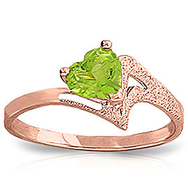 0.6 CTW 14K Solid Rose Gold Ring Natural Peridot