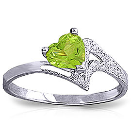 0.6 CTW 14K Solid White Gold Ring Natural Peridot