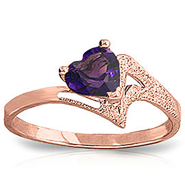 0.75 CTW 14K Solid Rose Gold Ring Natural Purple Amethyst