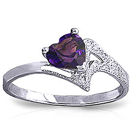 0.75 CTW 14K Solid White Gold Ring Natural Purple Amethyst