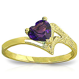 0.75 CTW 14K Solid Gold Ring Natural Purple Amethyst