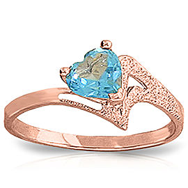 0.95 CTW 14K Solid Rose Gold Ring Natural Blue Topaz