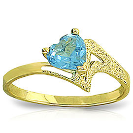 0.95 CTW 14K Solid Gold Ring Natural Blue Topaz