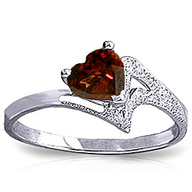 0.9 CTW 14K Solid White Gold Ring Natural Garnet