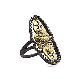 Blackened Sterling Silver/18k Yellow Gold Open Scalloped Ring