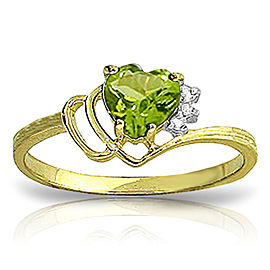 0.97 CTW 14K Solid Gold Ring Natural Diamond Peridot