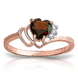 0.97 CTW 14K Solid Rose Gold Ring Natural Diamond Garnet