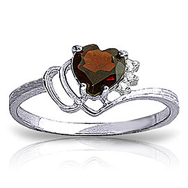 0.97 CTW 14K Solid White Gold Ring Natural Diamond Garnet